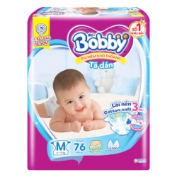 Bỉm tã dán Bobby siêu thấm size M 76 miếng (6-10kg) (giao bao bì ngẫu nhiên)