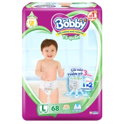 Bỉm tã quần Bobby size L 68 miếng (9-13kg) (giao bao bì ngẫu nhiên)