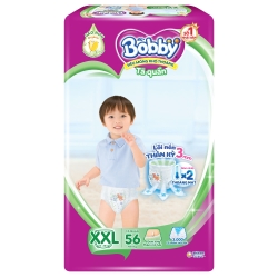 Bỉm tã quần Bobby size XXL 56 miếng (trên 16kg) (sản phẩm được giao với bao bì ngẫu nhiên)