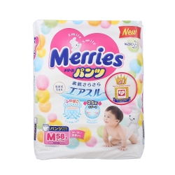  Bỉm tã quần Merries size M 58 miếng (6-11kg)