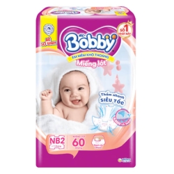 Miếng lót Bobby size Newborn 2 60 miếng (4-7kg)